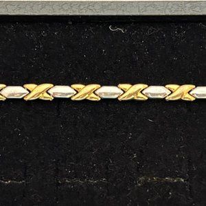 Stainless Steel & Gold Plate Magnetic Bracelet